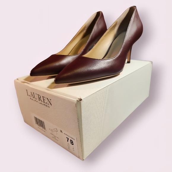 Women's Lauren Ralph Lauren Lanette Red Soft Nappa Pointed Toe Mid Heel Shoes 7B - Picture 4 of 16